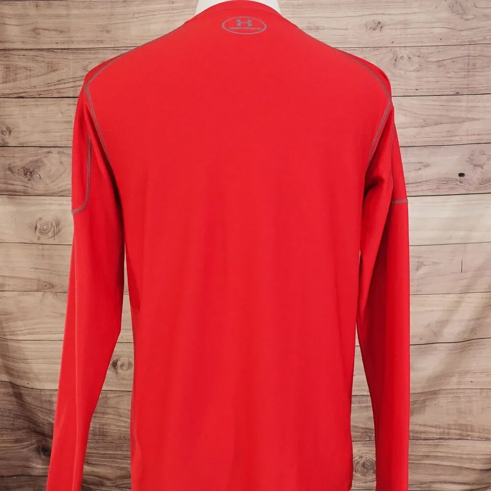 UNDER ARMOUR ALL SEASON GEAR FITTED RED LONG SLEEVE ATHLETIC TSHIRT SIZE L LARGE